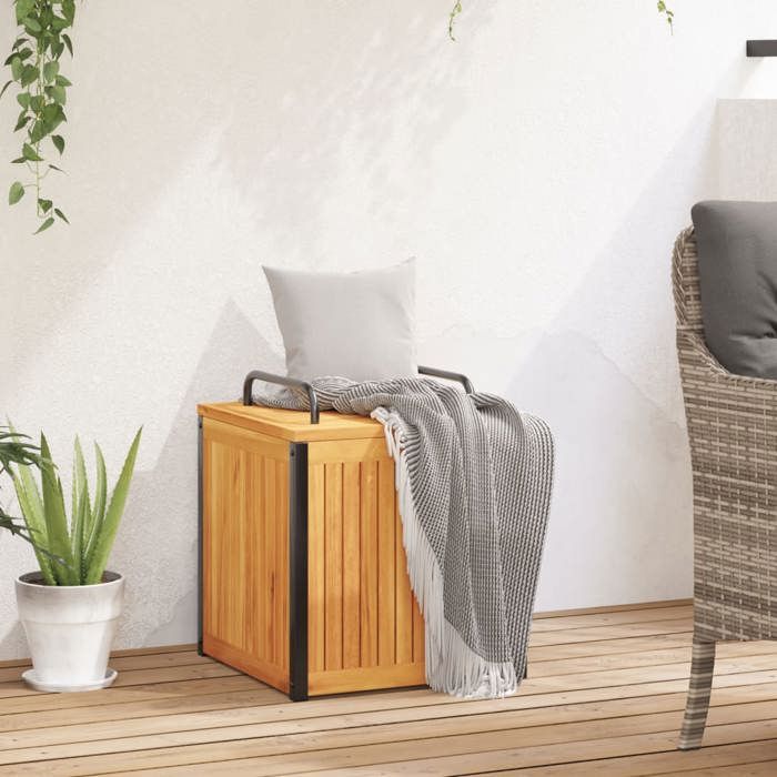 VidaXL Outdoor Cushion Box Solid Acacia Wood and Steel, Cushion Container, Storage Box, Box To 367607