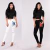 Jeans Skinny da Donna con Design Strappato e Vita Alta per Uso Casual e da Ufficio
