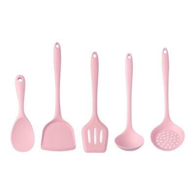 Utensilios de cocina de silicona, espátula resistente al calor, cuchara, pala, colador, utensilio de cocina apto para lavavajillas, color rosa, 1 ud.