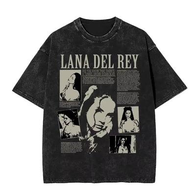 Washed Vintage Lana Del Rey Eyes Graphic Tshirt Mens Women Fashion Oversized Short Sleeve Tshirts Male Casual Cotton T Shirts