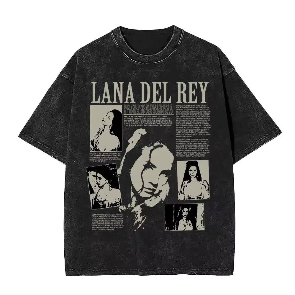 T-shirt Grafica Lana Del Rey Occhi Vintage Lavata Uomo Donna Moda T-shirt Oversize a Maniche Corte Maschile Casual Cotone