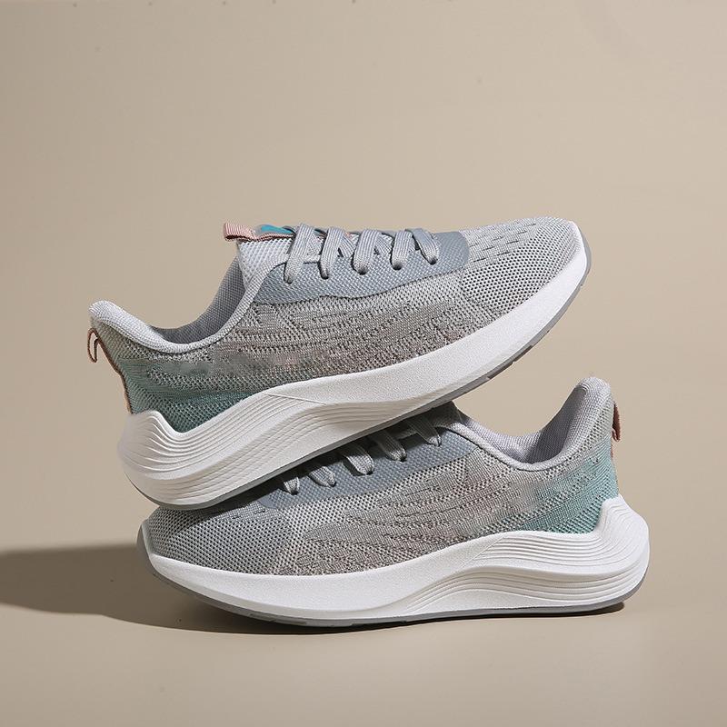 

Women s Gradient Knit Sneakers Breathable Lace-up Lightweight Casual Running Shoes 38 сірий