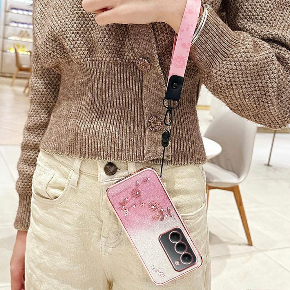 For Xiaomi Redmi 15 4G (EU) (171mm) Case Flower Pattern TPU Gradient Phone Cover with Lanyards