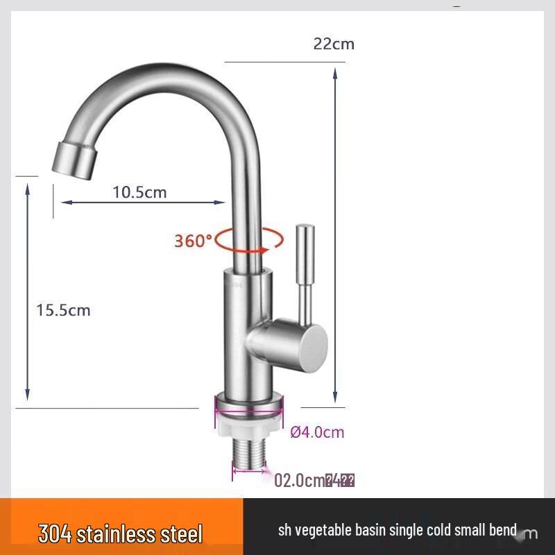 

Mini 304 Stainless Steel Single Cold Rotatable Faucet