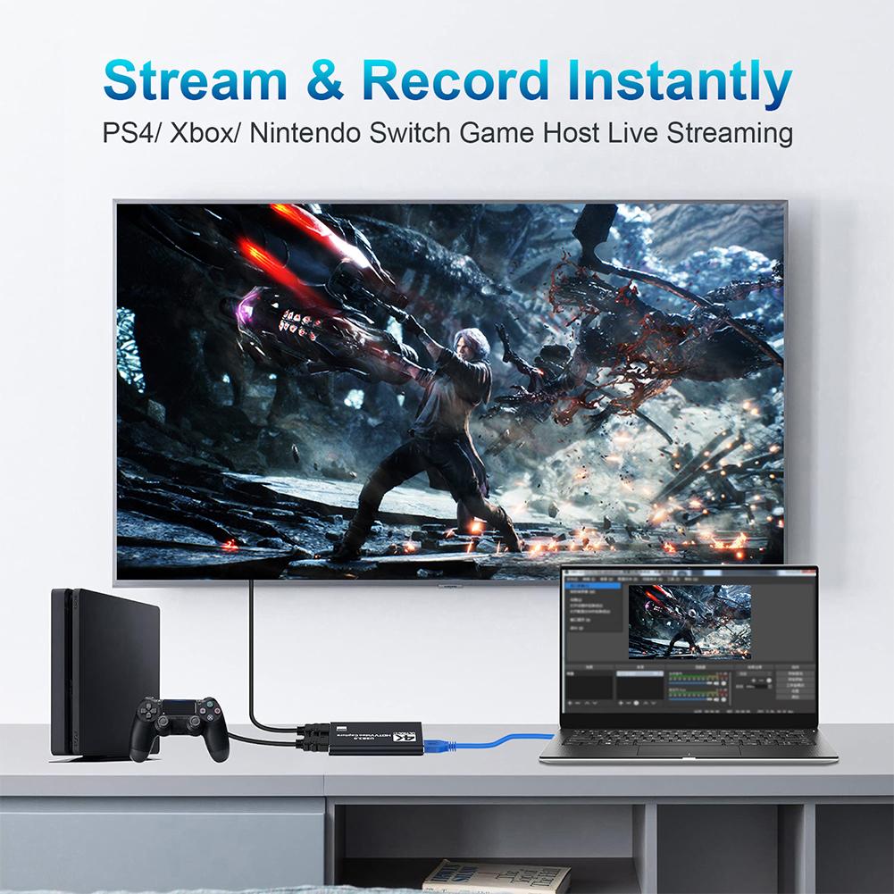 USB 3.0 4K HDMI-Compatible Capture Card Audio Video Capture Card Gaming Capture Card for Streaming Works for PS4/Camera/PC