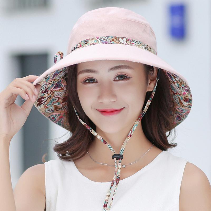 

Women Sun Hat Cotton Summer Travel Sunshade Hat Foldable Big Brim Beach Hat