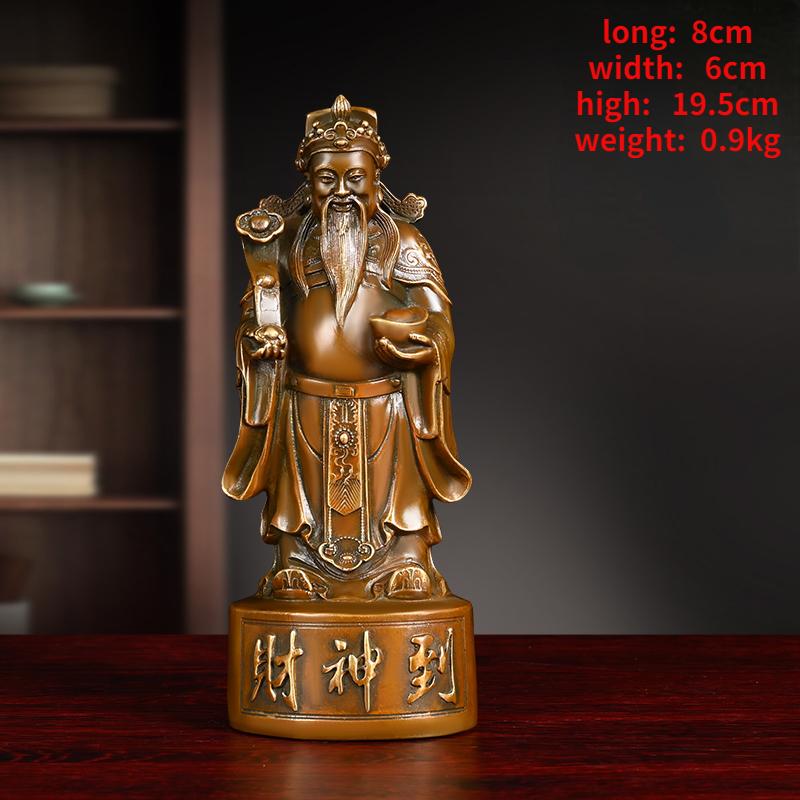 Feng Shui Copper God of Fortune Standing Wen Cai Statue Home Offerings Yuan Bao Home Living Decor