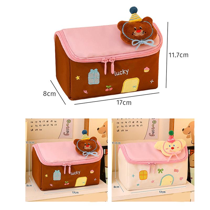 Cartoon House Shape Makeup Bag Large Capacity Cosmetic Bag Women Toiletry Storage Pouch Stationery Bag Pencil Bag