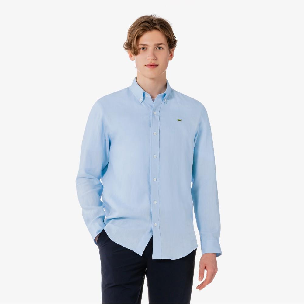 Lacoste Men's Solid Linen Shirt CH769E-56GHBP