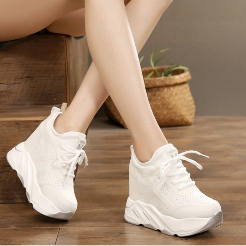 New Autumn Women Breathable Platform Casual Shoes Women Height Increased Vulcanized Shoes 12 CM Thick Sole Zapatos Mujer