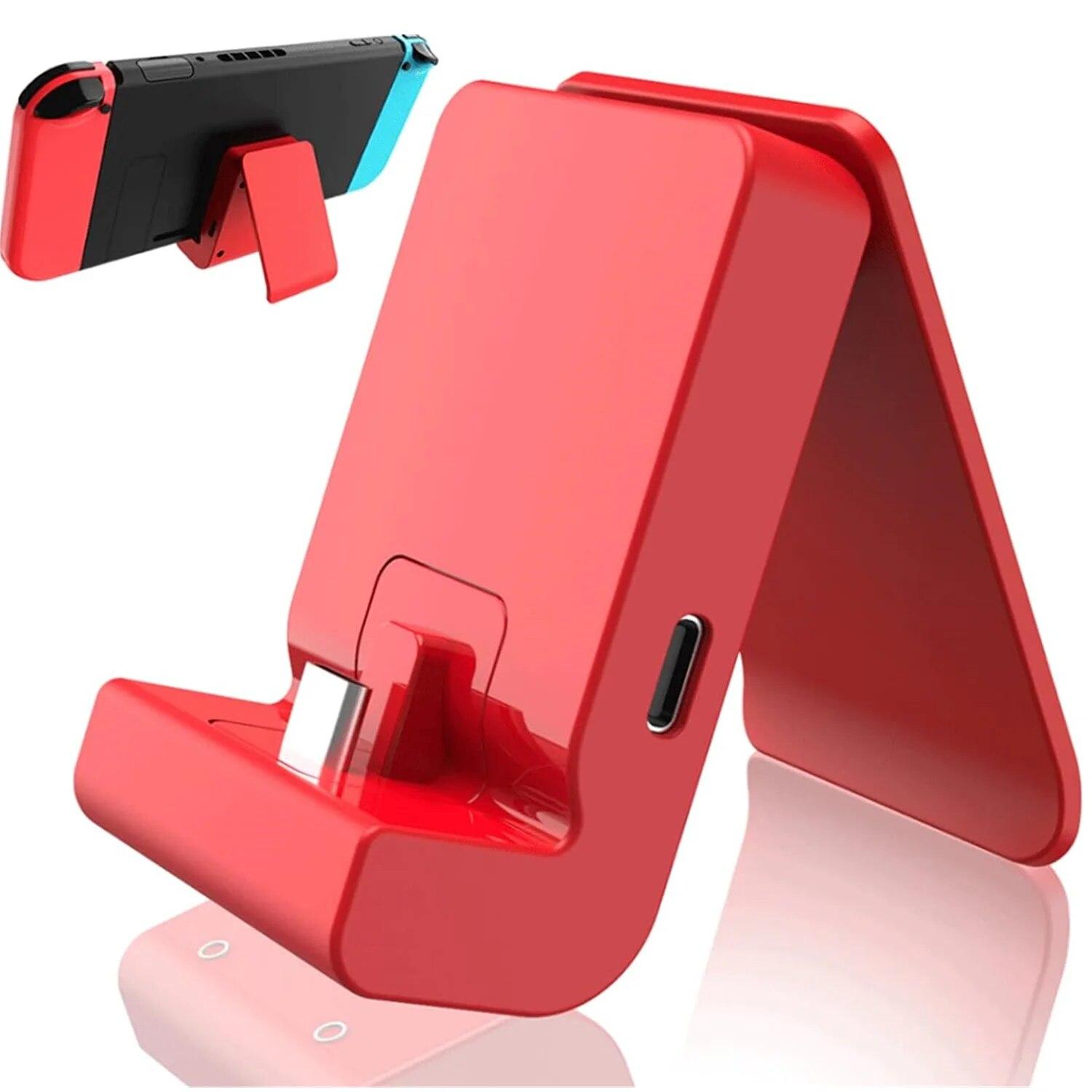 Док-станция LinYuvo для зарядки Nintendo Switch/Lite/OLED, портативная регулируемая подставка для зарядки Switch с портом USB Type C красный