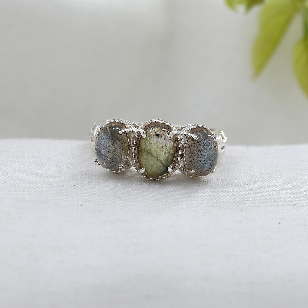 Inel pentru Femei cu Piatră Prețioasă Labradorit, Argint Sterling 925 Pur 100%, Bijuterii Handmade, Inel Argintiu, Ar8921