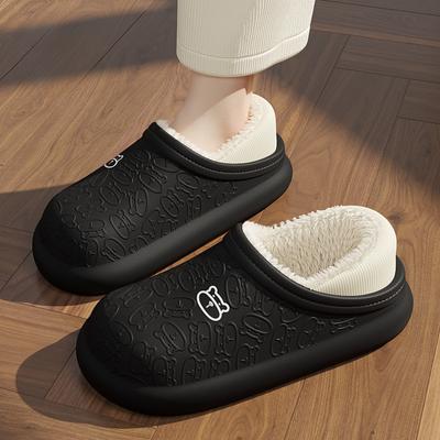 Little Bear Cotton Slippers New Popular Women's Indoor Plush Cute Thick Sole Waterproof and Anti Slip Plush Slippers