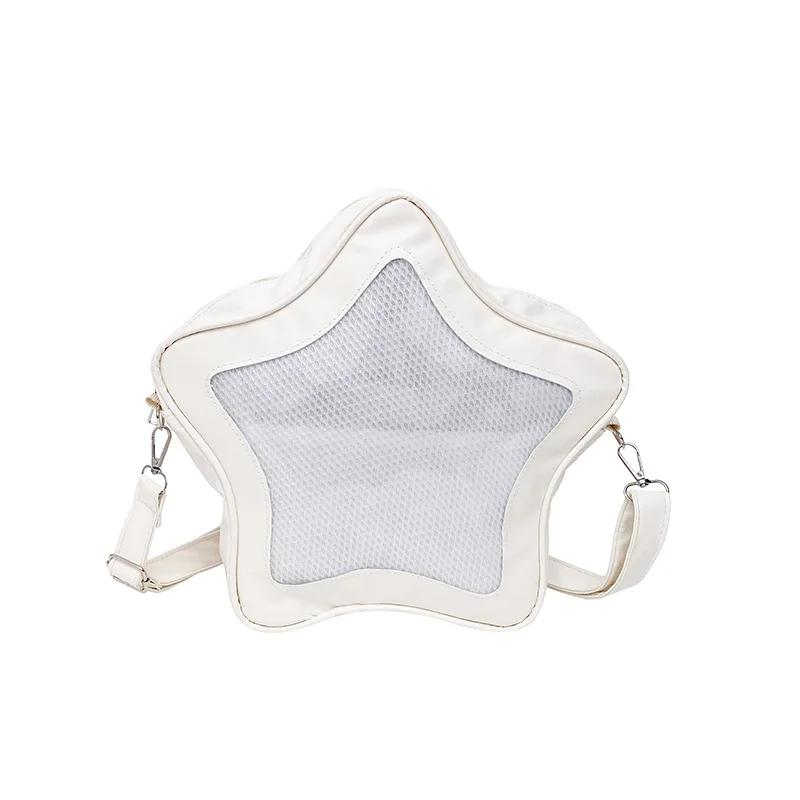 Nieuwe Pentagram DIY Tas Zoet Cool Schattig Pittig Meisje Rugzak Student Pendelaar Enkelbandige Rugzak Schattige Speelse Ster Tas wit