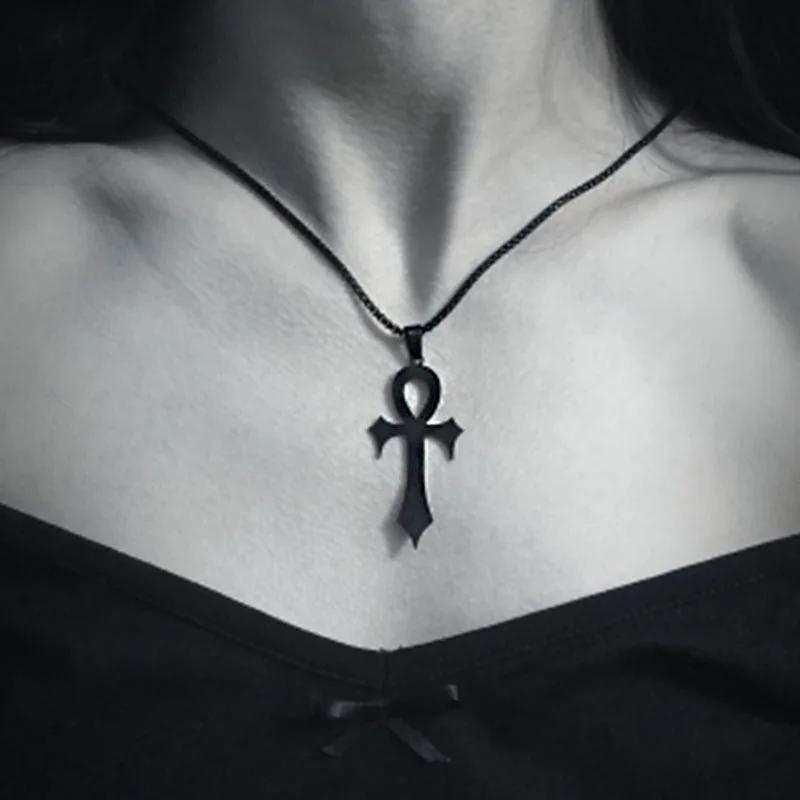 Vintage Retro Amulet Talisman Ankh Cross Pendant Necklace Women Egypt Egyptian Key Life Religious Chain Jewelry Gift Stainless Steel