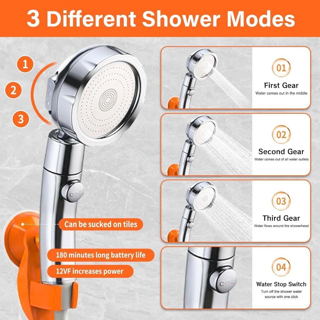 Digital Display Electric Shower Pump Outdoor Camping Waterproof Shower Portable Hiking Travel Beach Pet Washing Tool