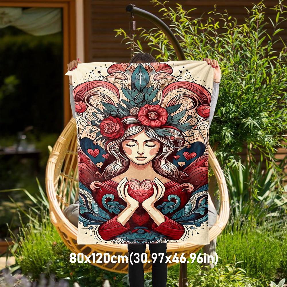 

1pc Heart Love Outdoor Flannel Blanket Soft Warm All-Season Throw for Sofa Bed Car Camping Office, Cozy Gift Idea1227S 80x120cm(31x47inch)