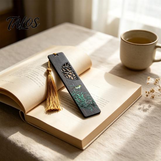 Talos Wooden Bookmark, Hand Painted Window Cutout Page Marker for Students, Good Luck School Gift Book Lovers
