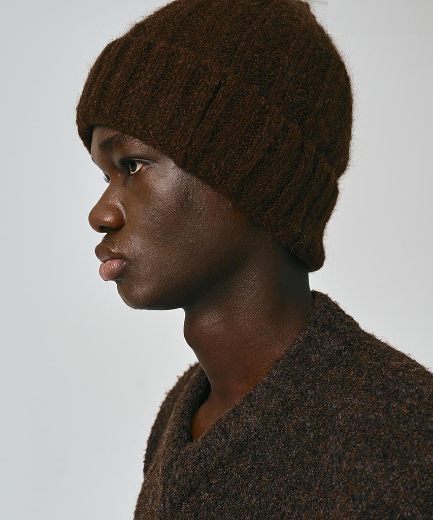 NOIRER Mohair Ribbed Wool Beanie (3 Colors)