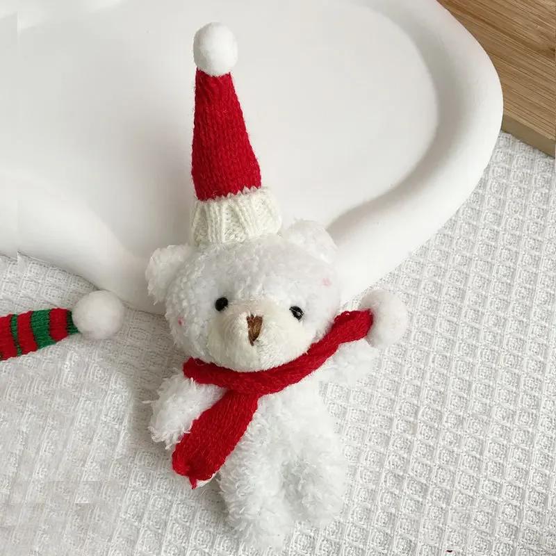 Christmas Teddy Bear Figurine Cute Scarf Plush Little Bear Gifts Home Decoration Ornament Bag Keychain Christmas Tree Pendants