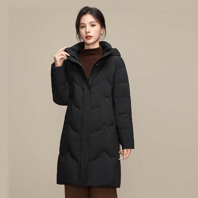 Women's 2025 Mid-Length Detachable Hood Down Jacket