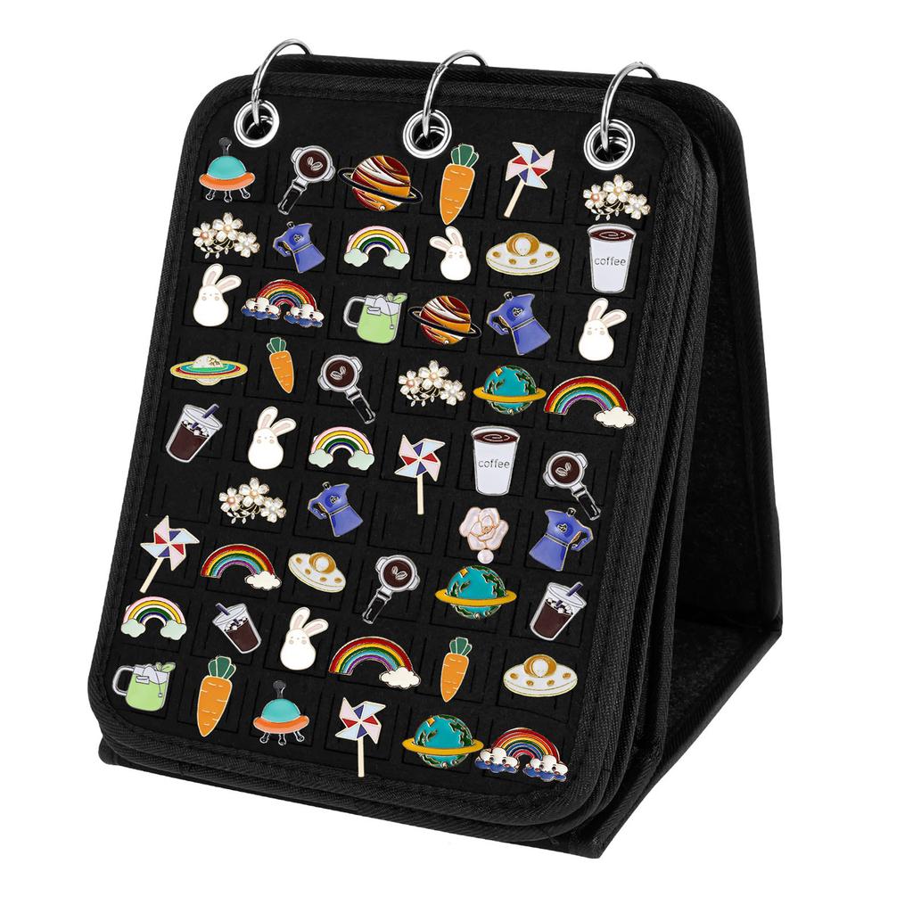 Felt Pin Brooch Display Storage Book Large Capacity Foldable Metal Badge Chest Holder Box Pennant Brooch Board Jewelry Organizer
