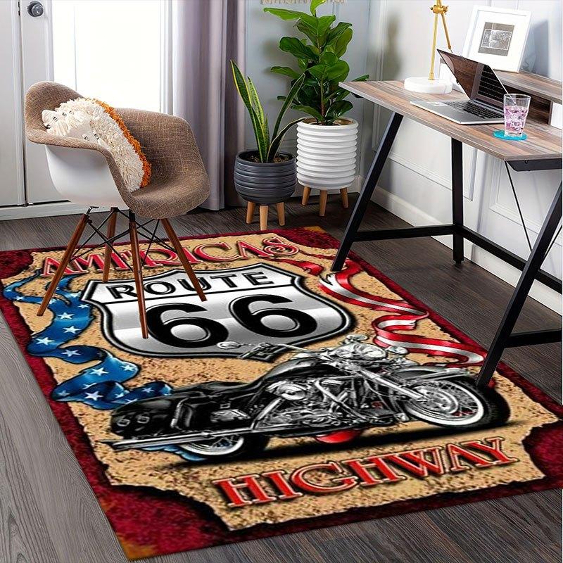 "Americas Route 66 Highway Metal Sign Motorcycle Decor"Office Mat Home Decor Office Desk Chair Rugs Chair Carpet for Office Chair Mat Gift F