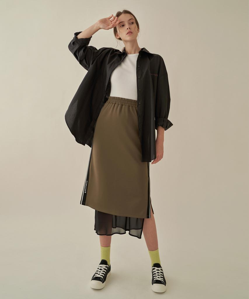 Aim Swing Side Slit Skirt_Khaki