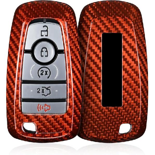 T-Carbon Fits Ford F150 Raptor Key Fob Cover With Keychain;Key Fob Case Compatible With Ford Bronco Raptor 2025;Glass Fiber Key Shell Protector Fits