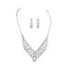 European and American Set Luxury Shiny Rhinestone Necklace Earrings Two-piece Bridal Jewelry Earrings
