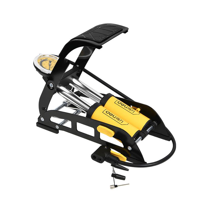 Deli Dual-Cylinder Foot Air Pump with Gauge