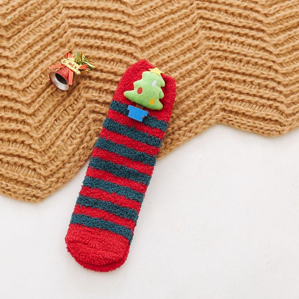 Cute Japanese Soft Comfortable Breathable For Christmas Female Socks Coral Velvet Medium Tube Socks