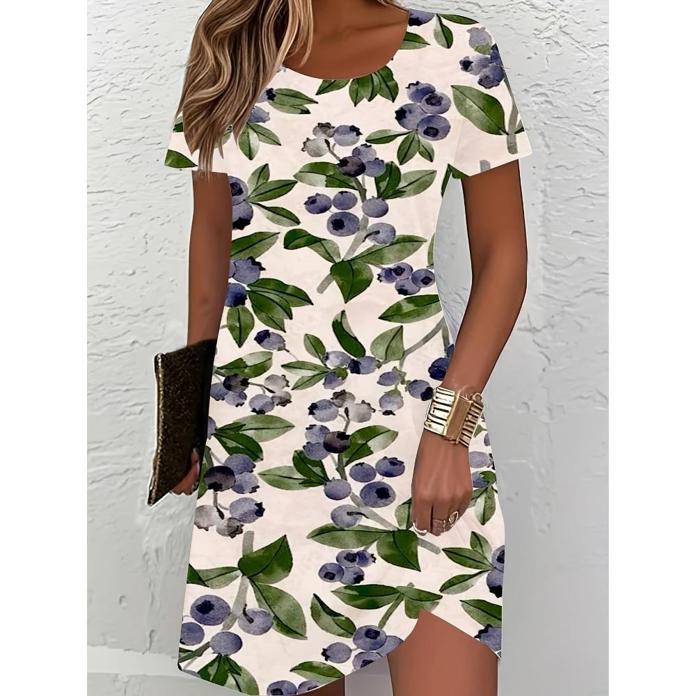 Summer Fashionable Colorful Short Sleeve Women Mini Dresses Leisure Beach Vacation Creative Fun 3d Soft Comfortable Dresses