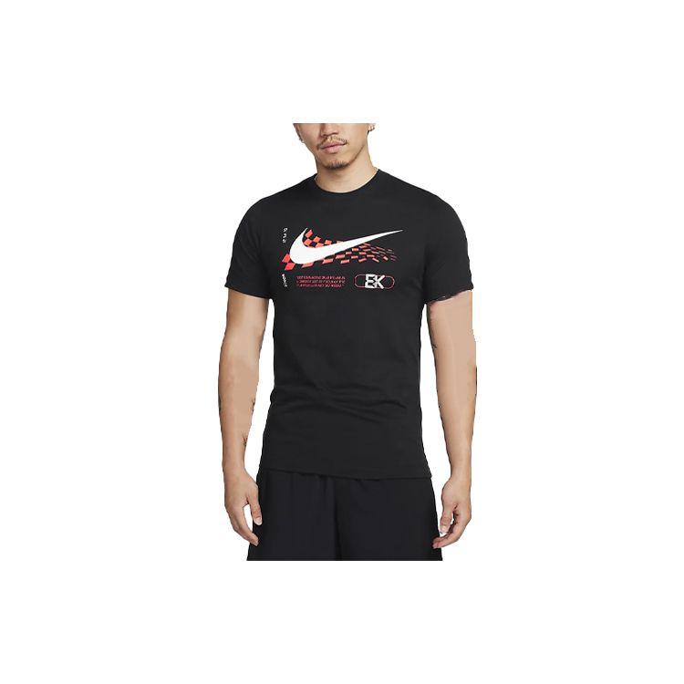 Nike Logo Graphic Ribbed Crew Neck T-Shirt Men Tops Black FJ2359-010