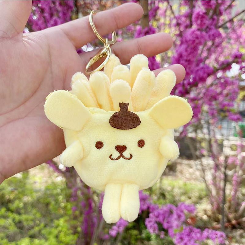 Playful Fun And Plush Keychain Toys Featuring Cartoon Hamburger And Fries French