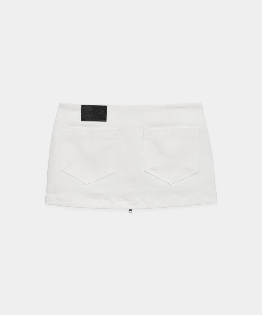 Etosome Front Zipper Belt Detail Mini Skirt (White)