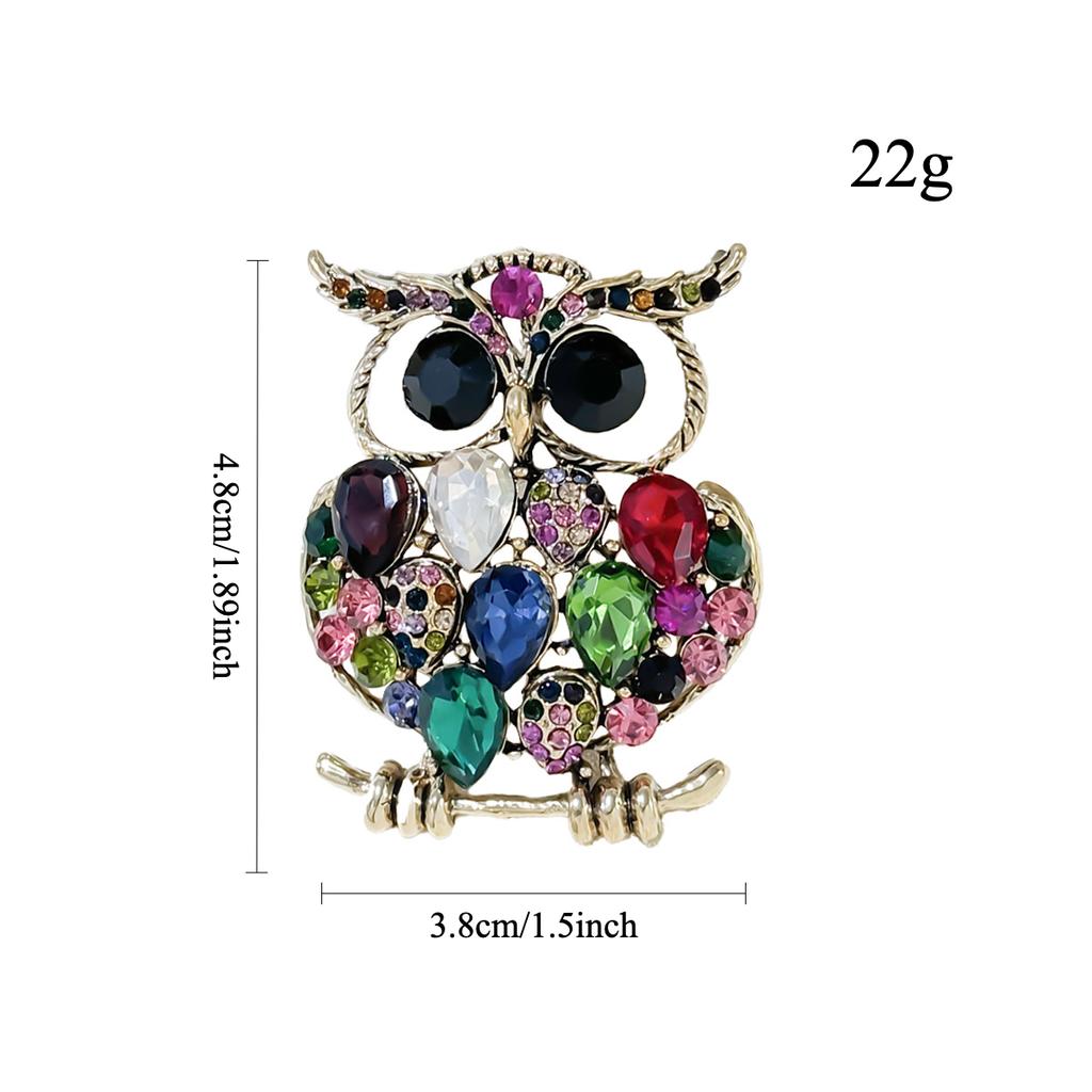 New Exquisite Retro Alloy Rhinestone Owl Brooch High-end Versatile Women's Clothing Corsage Jewelry Pin