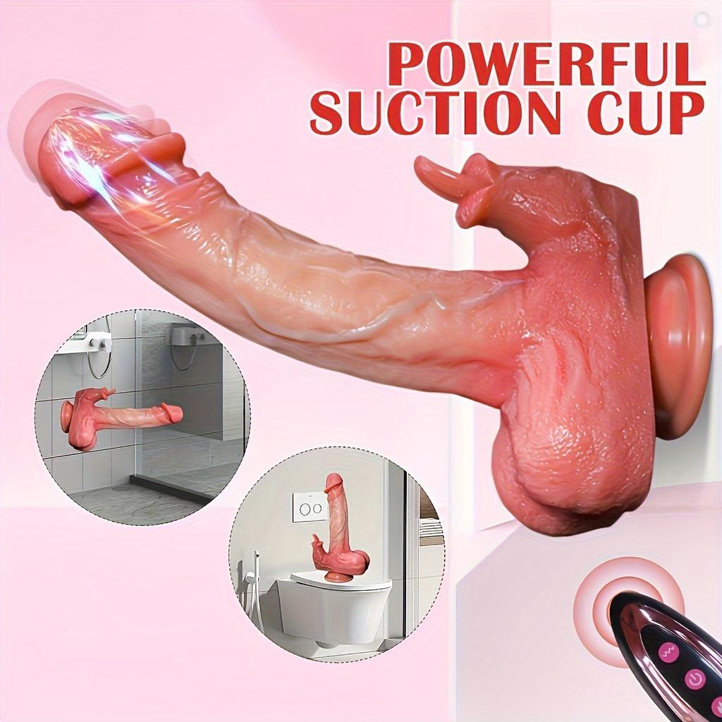 Sexy 9 Inch Male/Female Dildo with 10 Powerful Thrusting Modes, Slow Heating, Remote Control, and 360° Rotation - Adult Toy for G-Spot Stimulation