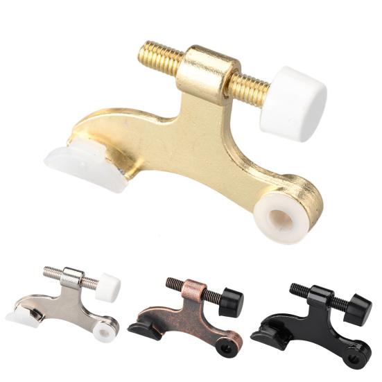 2Pcs Door Stopper Satin Nickel Adjustable Easy-installation with White Rubber Bumper Tips Durable Hinge Pin Door Stop
