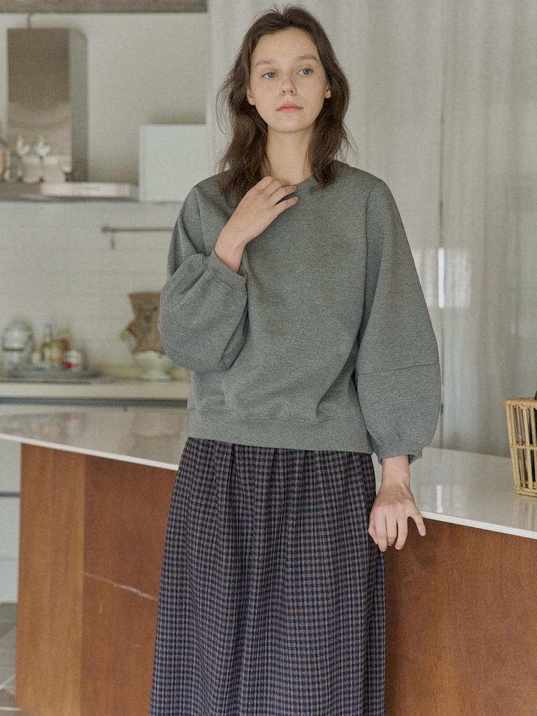 Avang Check Pleated Banding Skirt - Navy