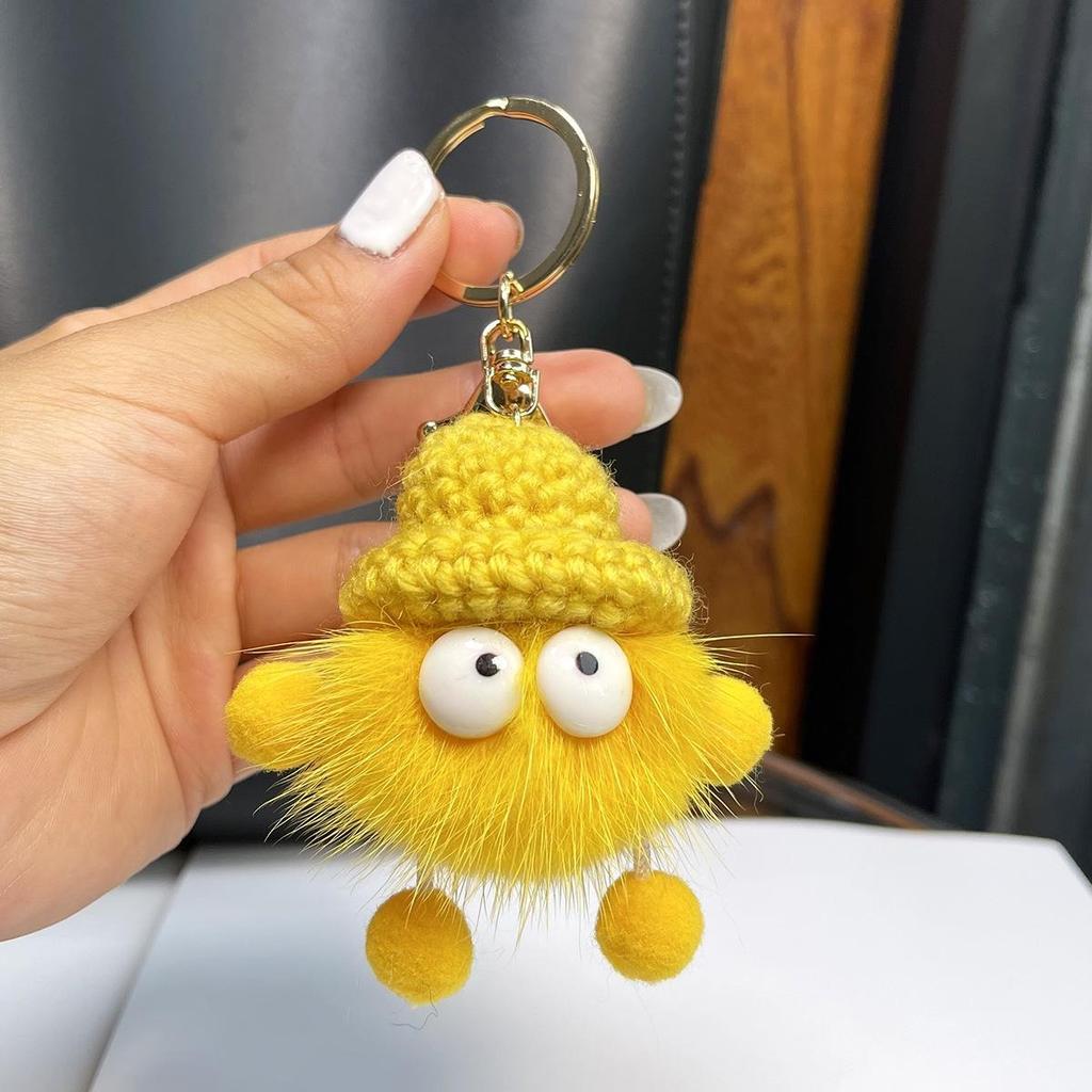 15cm Mink Fur Keychain Soft Cute Little White Horse Keychain Fur For Bag Key Fashion Plush Doll Fur Car Keychain Ornament
