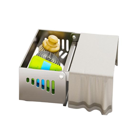 

Держатель для губки для кухонной раковины, подставка для губки с держателем для тряпки, самосливной органайзер для столешницы для мыла S серый