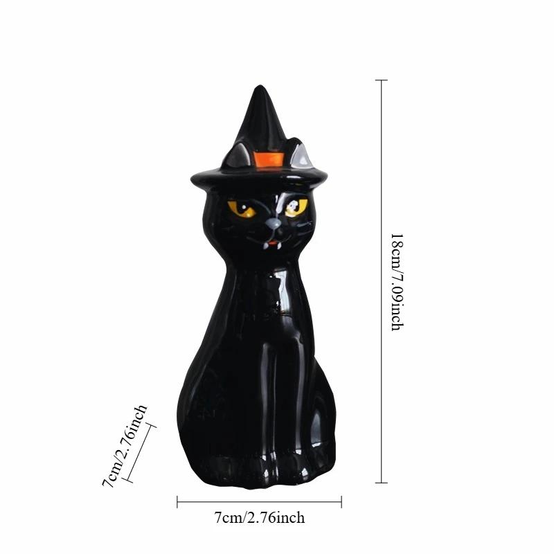 Nordic Hand-painted Black Cat Shaped Ceramic Jewelry,living Room Foyer Dining Table Holiday Decorations,home Decoration Crafts