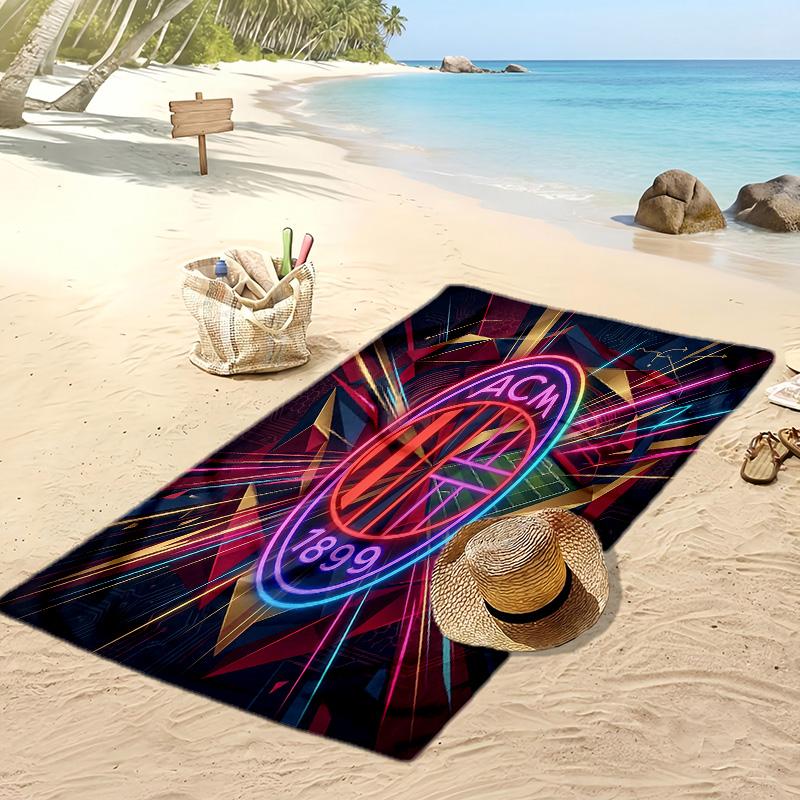 Asciugamano da Spiaggia Stampato AC Milan Asciugamano Morbido ad Asciugatura Rapida Coperta da Spiaggia Rettangolare Grande Portatile per Viaggi Piscina