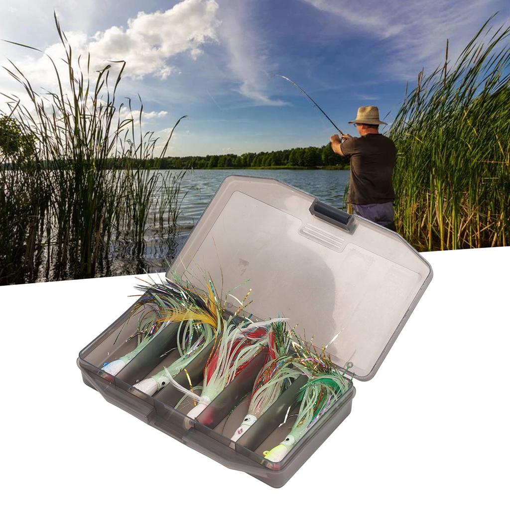 5PCS Octopus Fishing Lures 28g Soft Silicone Glow Squid Jigs Skirt Tail Swimbait with High Carbon Steel Hook for Freshwater Saltwater Ocean Fishing