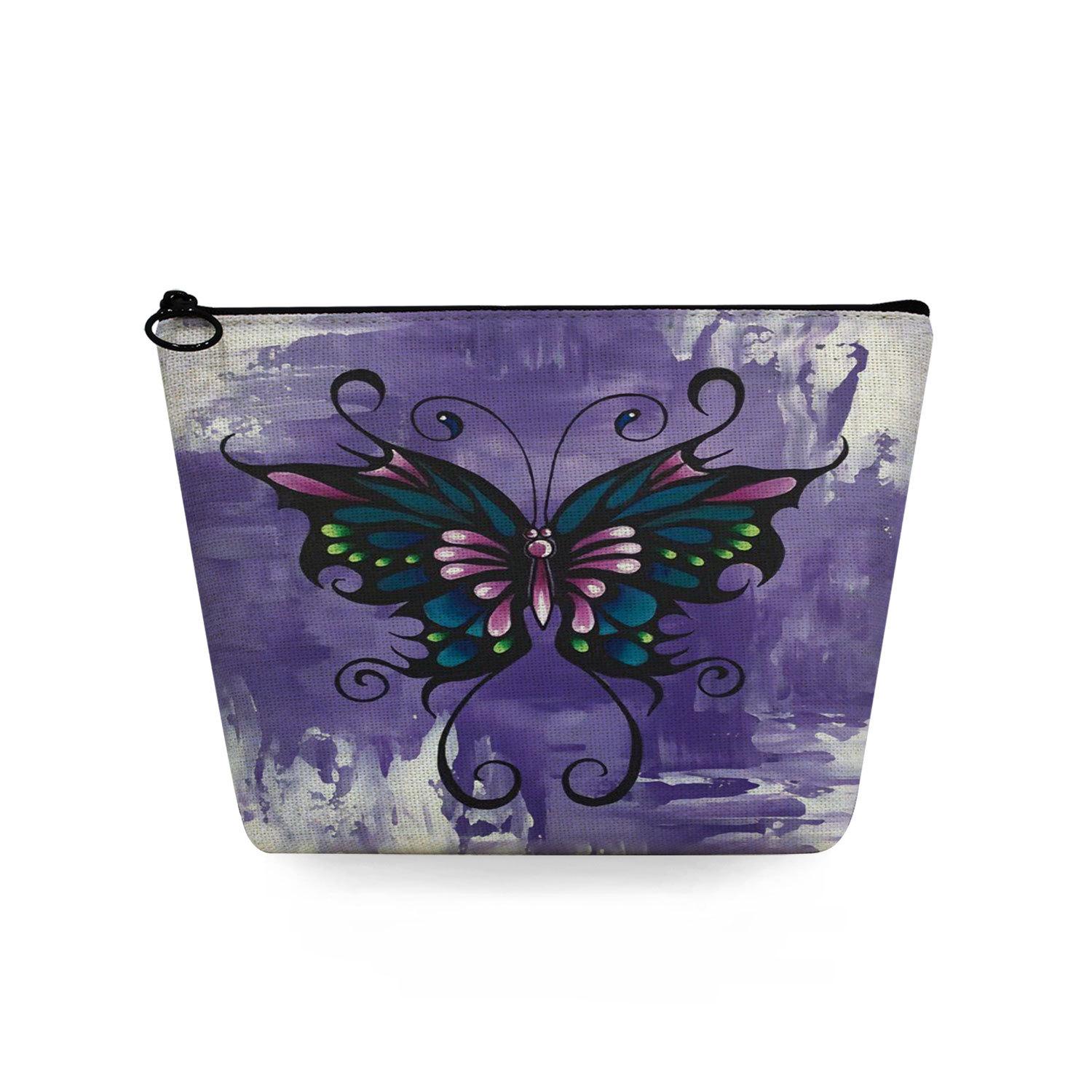Women Butterfly Print Cosmetic Bag Toiletries Organize Travel Storage Case 6722 KTB