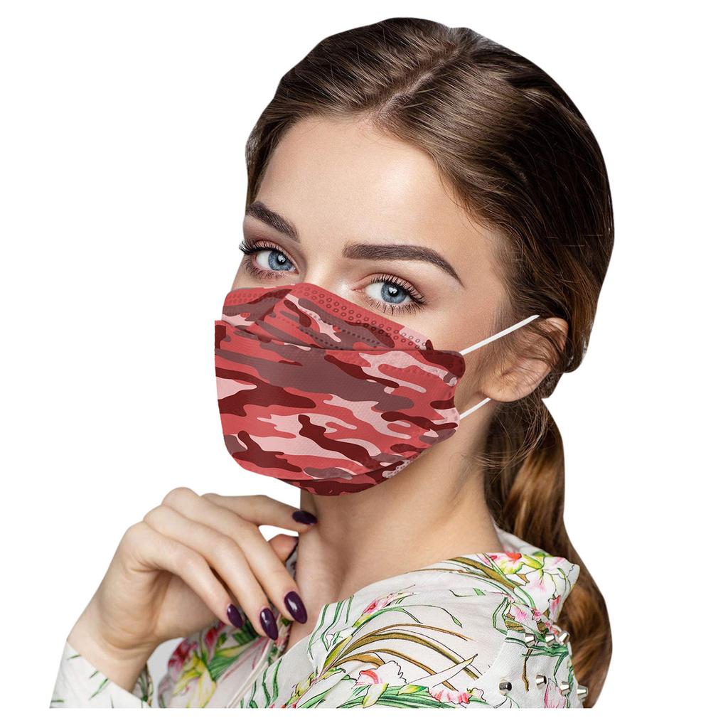 50PCS Unisex Adult Camouflage Print Outdoor Mask Protective Disposable Face Mask