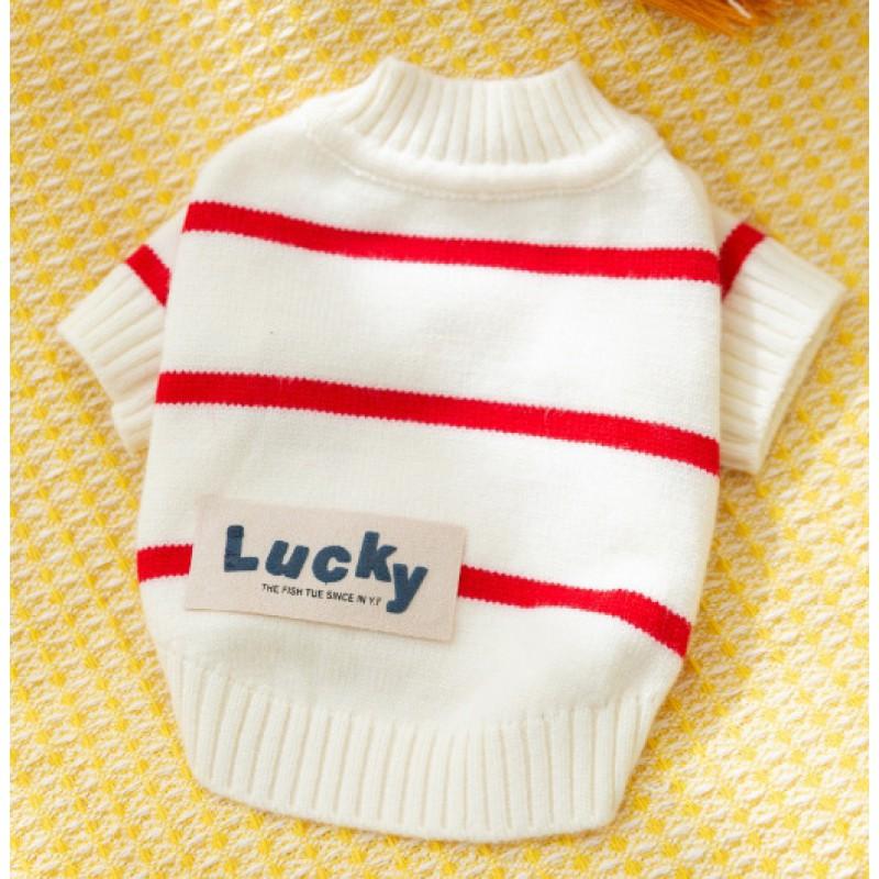 Knitted Striped Dog Sweater Small To Medium Breeds Winter Warm Pet Clothing Black Red Stripe
