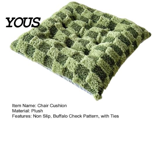 Warm Dining Chair Cushion Square Plush with Ties, Buffalo Check Plaid Seat Cushion, Fluffy Support for Home Non Slip Pad Office Supportive Hip Fatigue