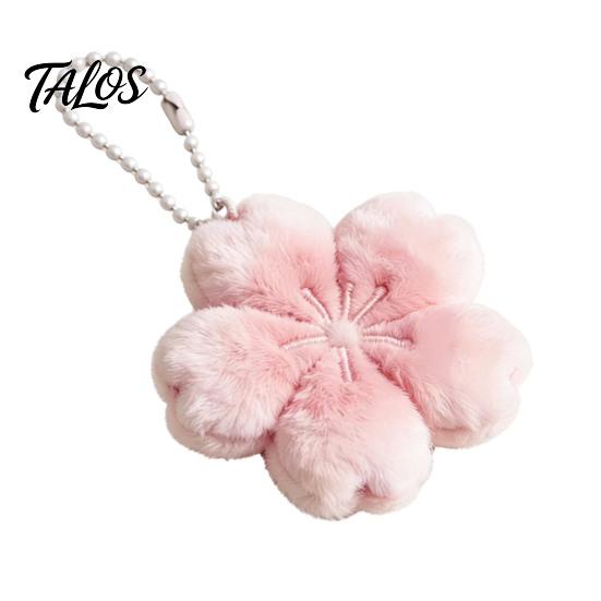 Fun Keychain 1/2/3Pcs Pendant, Soft Plush Cherry Blossom Design Key Chain, Pink Floral Pendant Style Backpack Holder, Portable Accessory for Bags Car